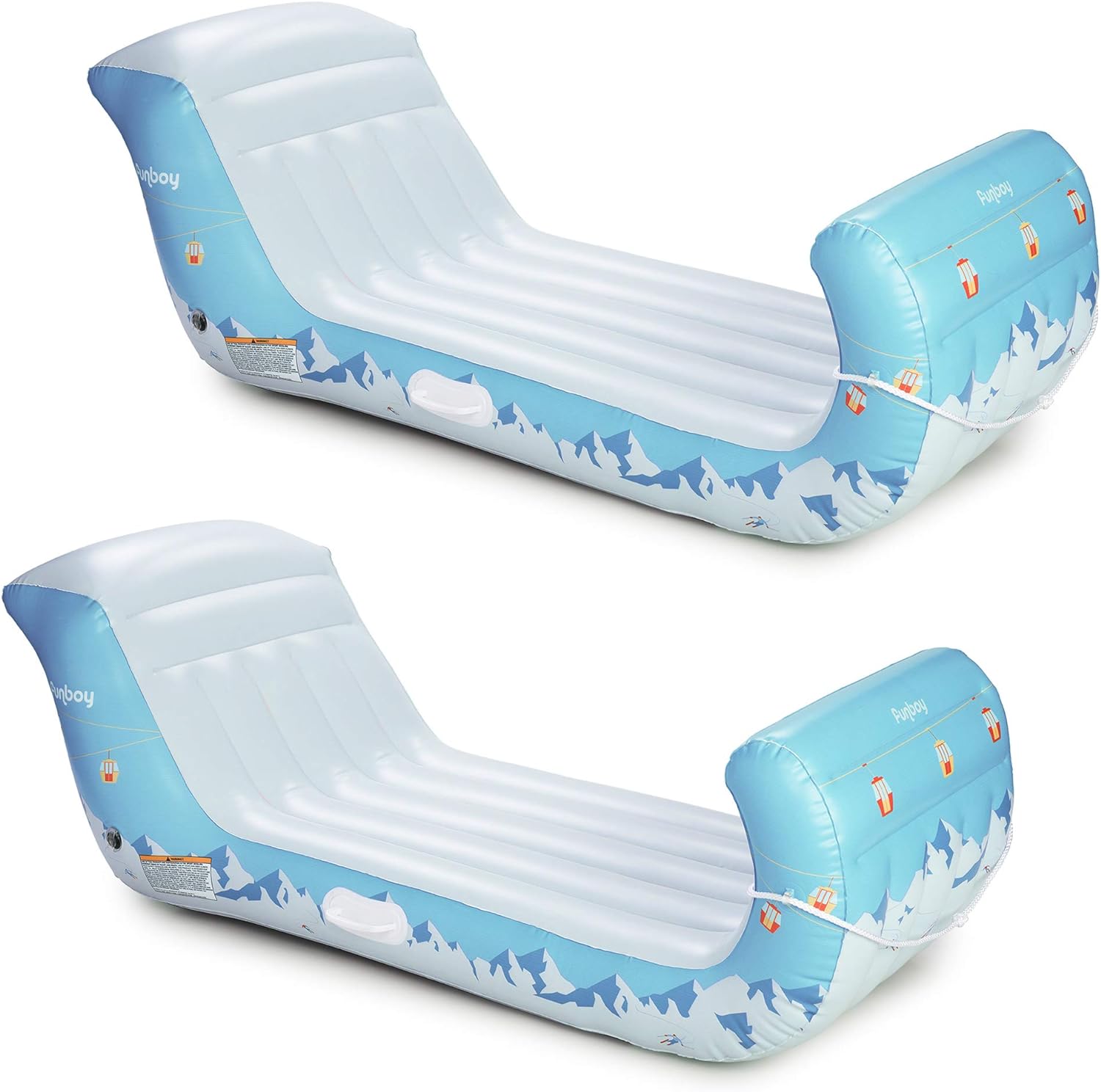 Giant Inflatable Luxury Alpine Mountain Sleigh Winter Snow Sled Perfect for Holiday Adventures Bundle Pack of 2