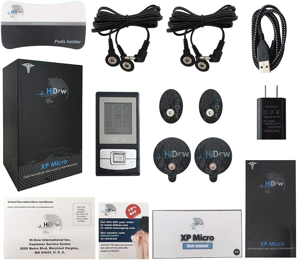 XP Micro 8 Modes TENS EMS Combo Dual Channel Muscle Stimulator Pulse Massager for Pain Relief Physical