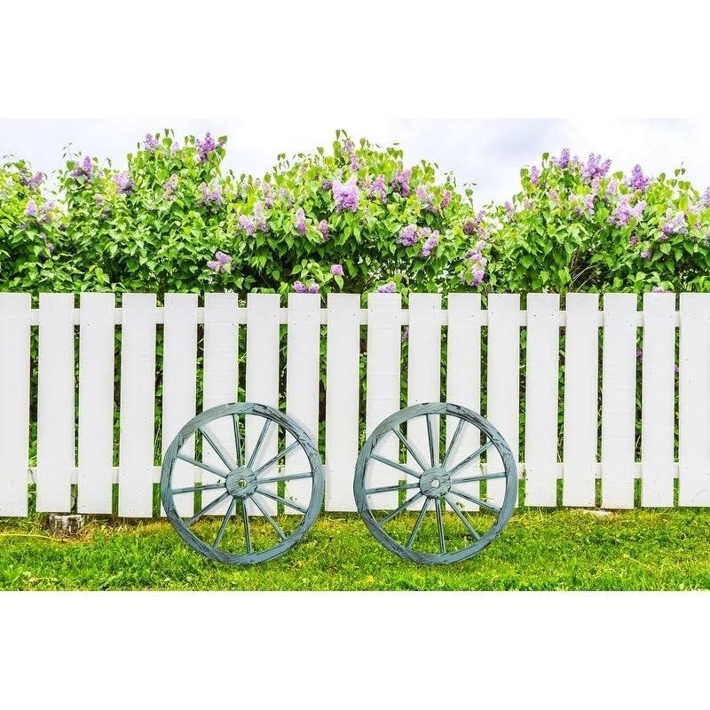 Gray Barn Zephyr Grange Wooden Wagon Wheel with Antique Blue Finish (Set of 2)