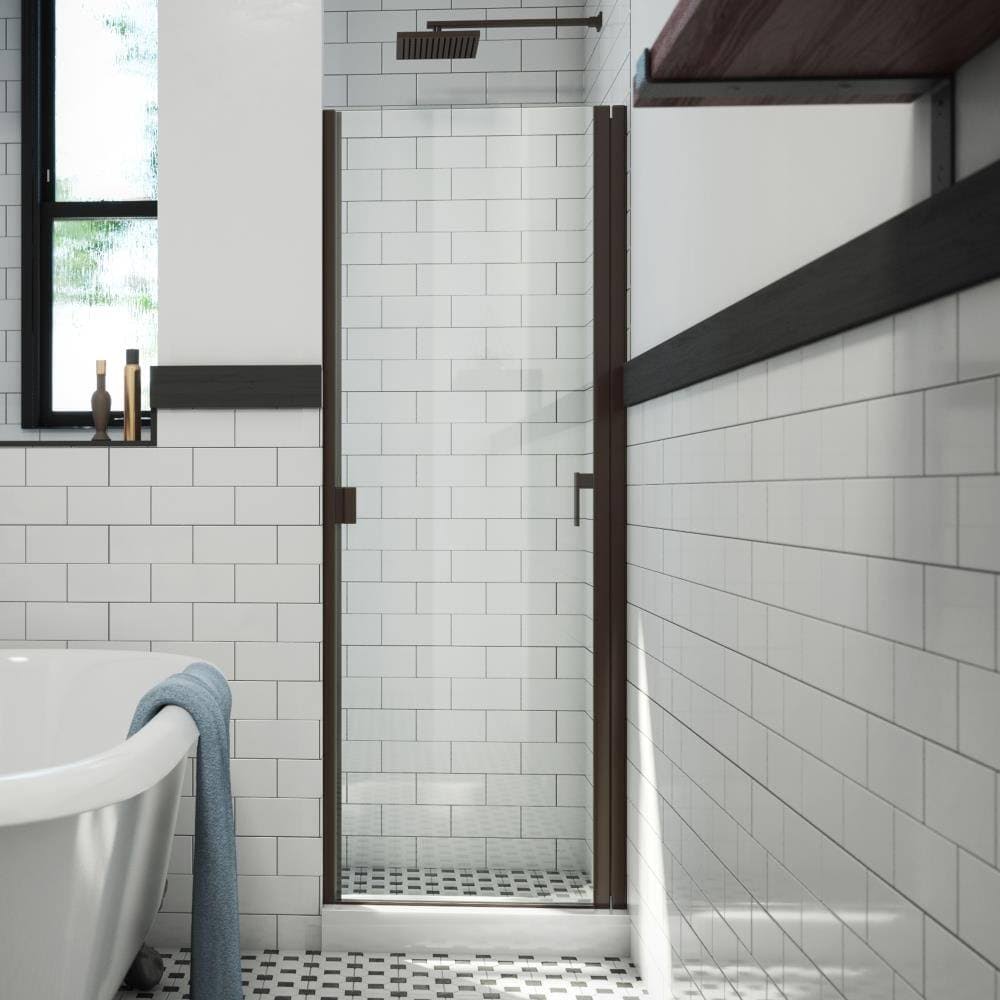 Shower Door R2466ORCL RD 24x22 x 66x22 Hinged Semi Frameless Shower Door Finish: Oil Rubbed Bronze Glass Type: