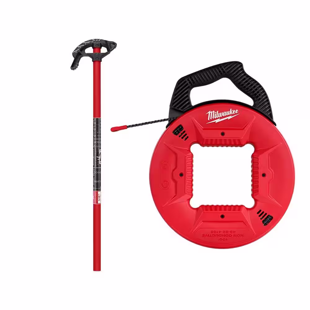 1/2 in. EMT Iron Conduit Bender Head with Handle and 100 ft. Polyester Fish Tape with Non Conductive