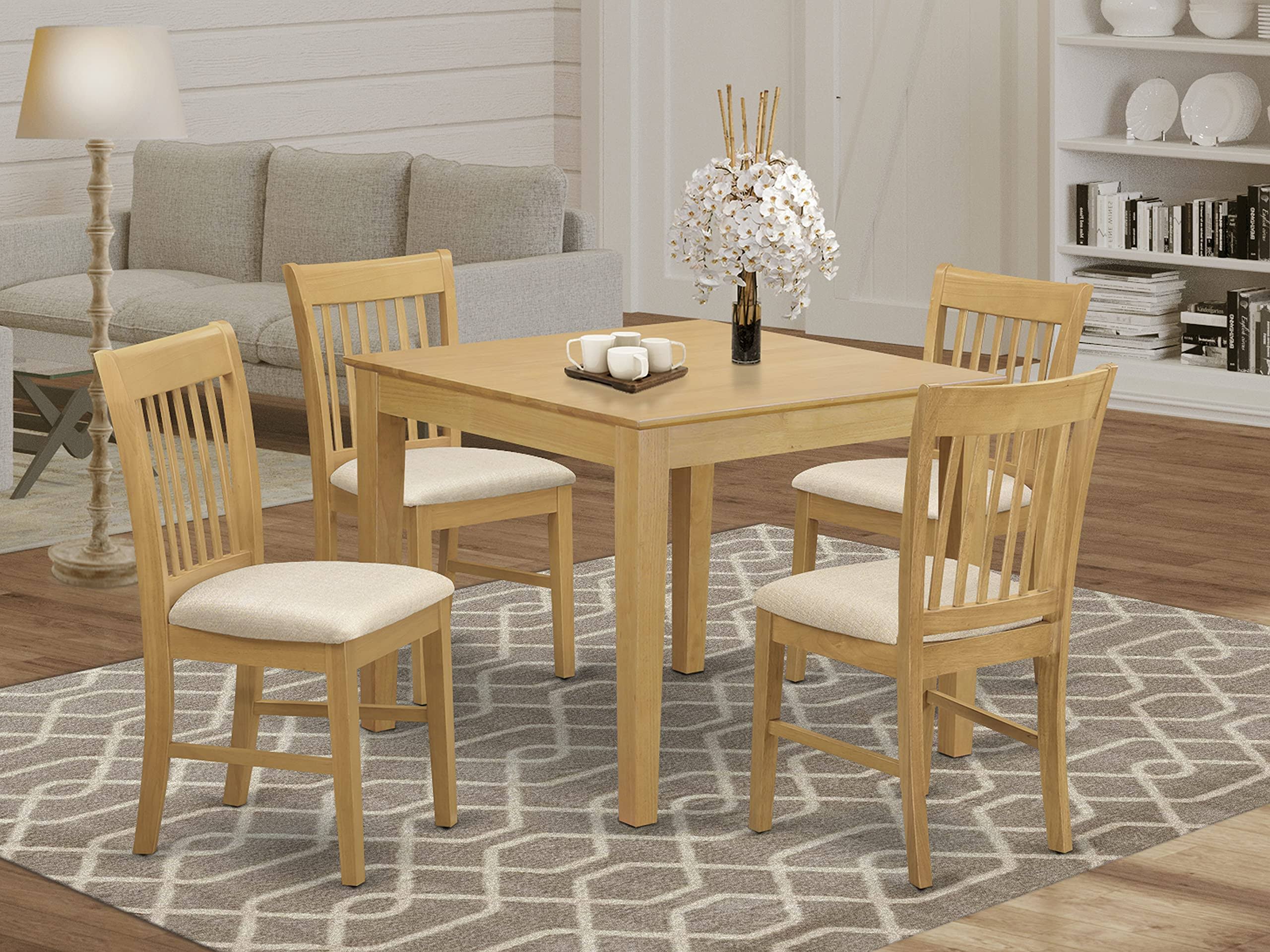 West Furniture OXNO5 OAK C Kitchen Breakfast NOOK Table u0026 4 Dining Chairs