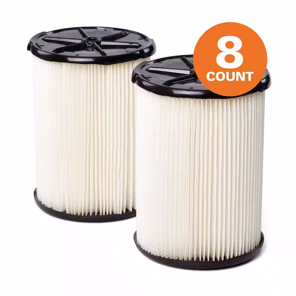 General Debris Pleated Paper Wet/Dry Vac Cartridge Filter for Most 5 Gallon and Larger RIDGID Shop Vacuums