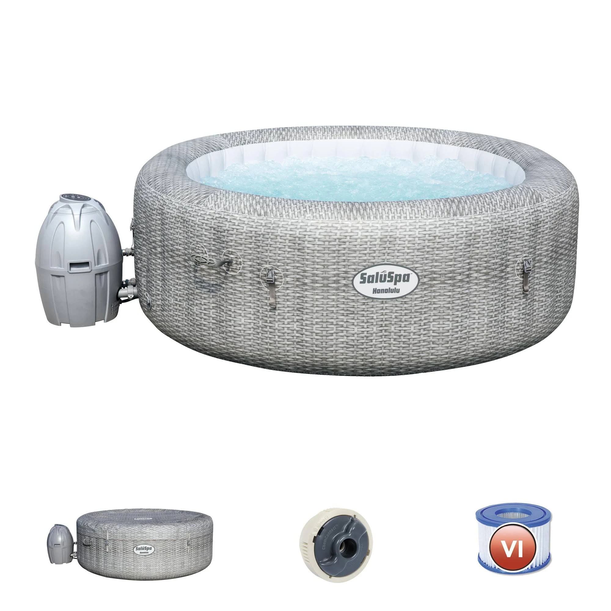 Bestway 54295 SaluSpa Airjet 6 Person Honolulu Inflatable Portable Hot Tub Spa