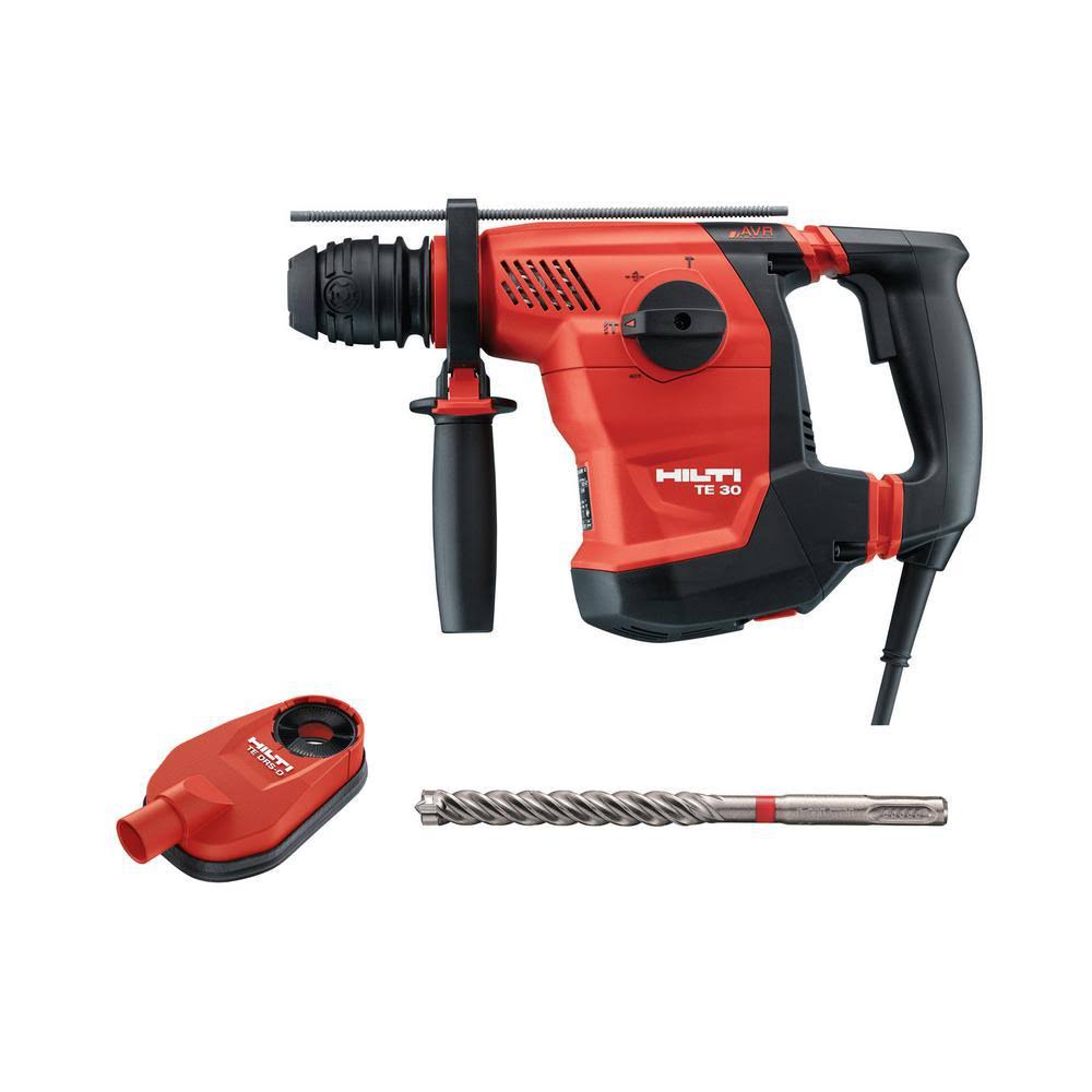 120 Volt 8.6 Amp Corded 1 1/8 in. SDS Plus TE 30 AVR Rotary Hammer Drill with TE CX Drill Bit and DRS D Kit