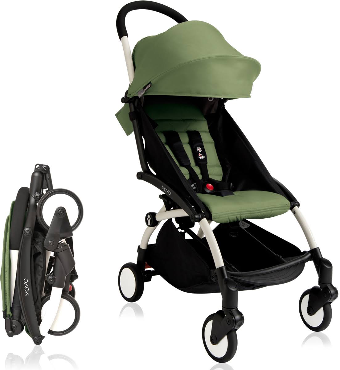 YOYO Complete Stroller with Toddler/Little Kid Color Pack Fabric Set in White/