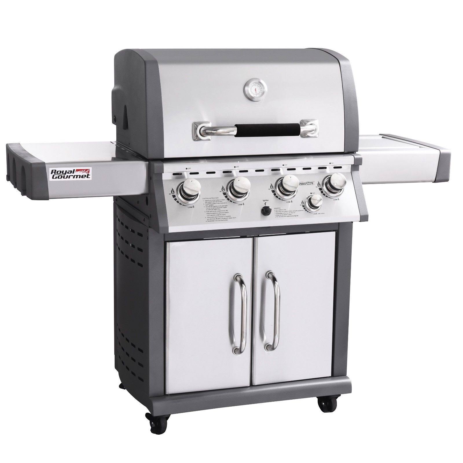 Gourmet Deluxe Mirage 4 Burner Propane GAS Grill with Side Burner Stainless