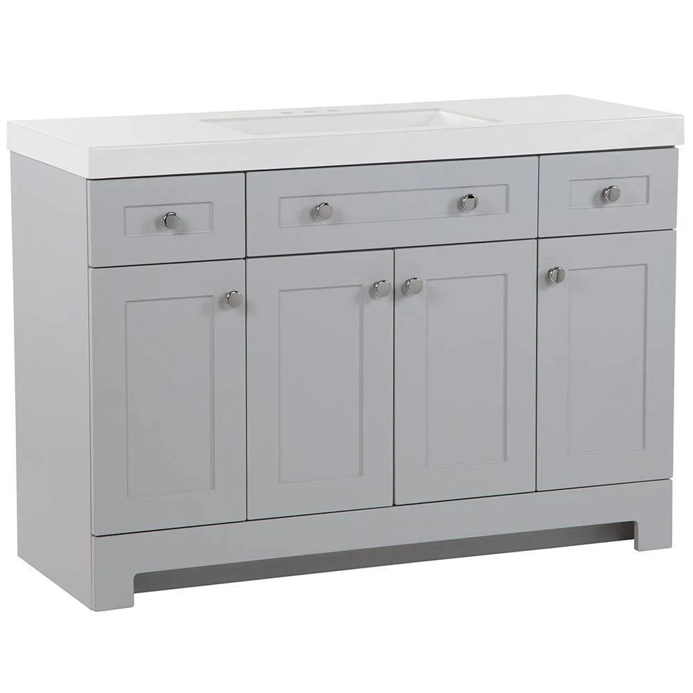 Bay Everdean 48.5 in. W x 18.75 in. D Vanity in Pearl Gray with Cultured Marble Vanity Top in White with White