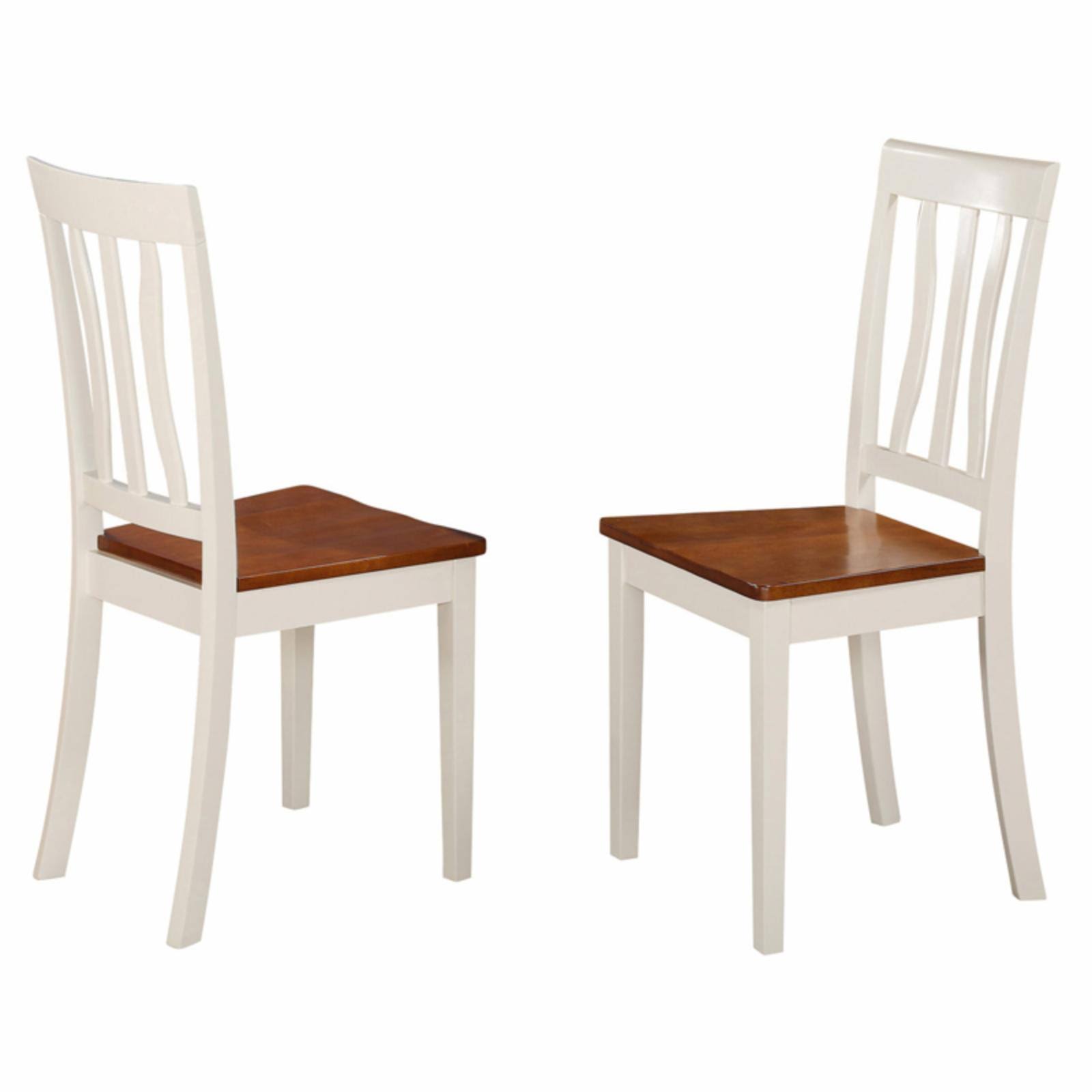 West Furniture Antique Dining Chair with Wooden Seat Set of 2 Buttermilk /