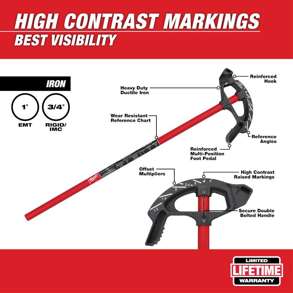 1 in. Iron Conduit Bender and Handle with 100 ft. Polyester Fish Tape with Non Conductive