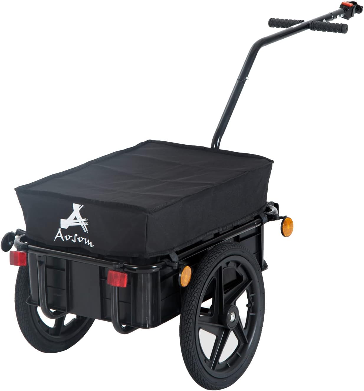 Bicycle Cargo Trailer with Removable Box and Waterproof Cover Bike Wagon Trailer with Two 16in