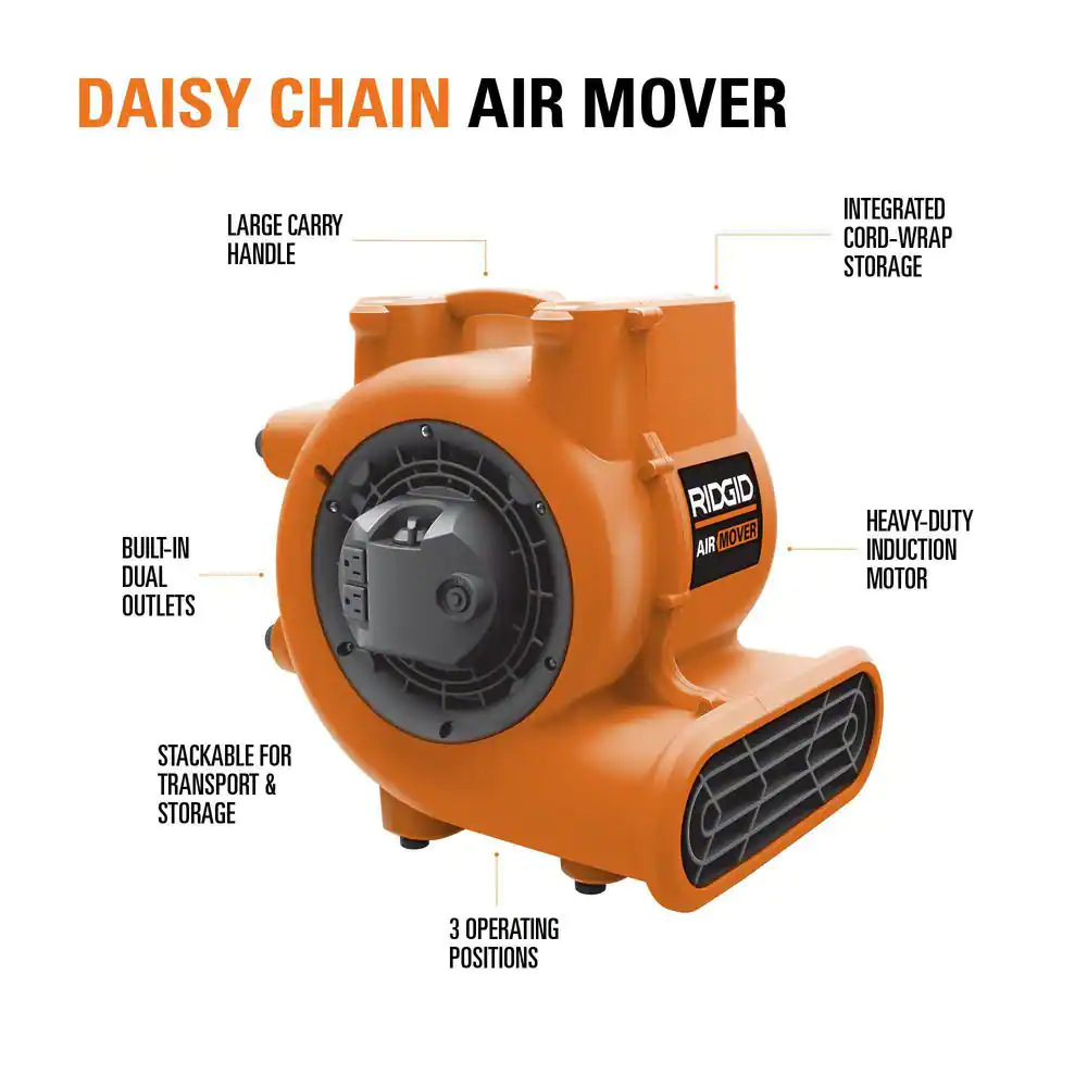1625 CFM 3 Speed Blower Fan Air Mover with Daisy Chain 3 Operating Positions for Water Damage
