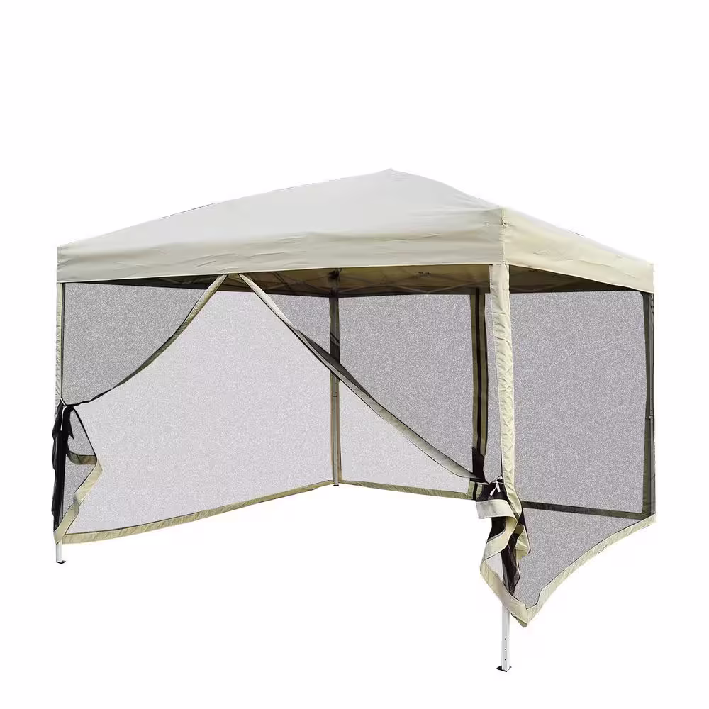 10 ft. x 10 ft. Easy Pop Up Canopy Shade Tent with Breathable Mesh Sidewalls and Included Transport Carrying Bag