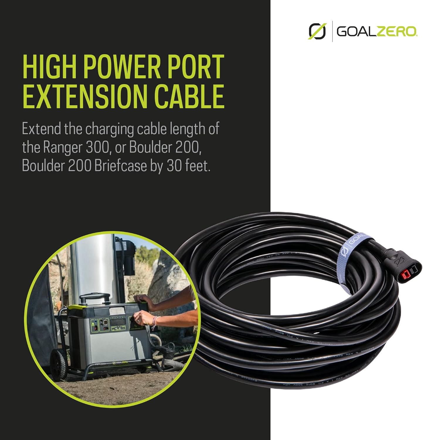 Zero 30 Foot High Power Port Extension Cable Connects 200 Solar Panel to Yeti