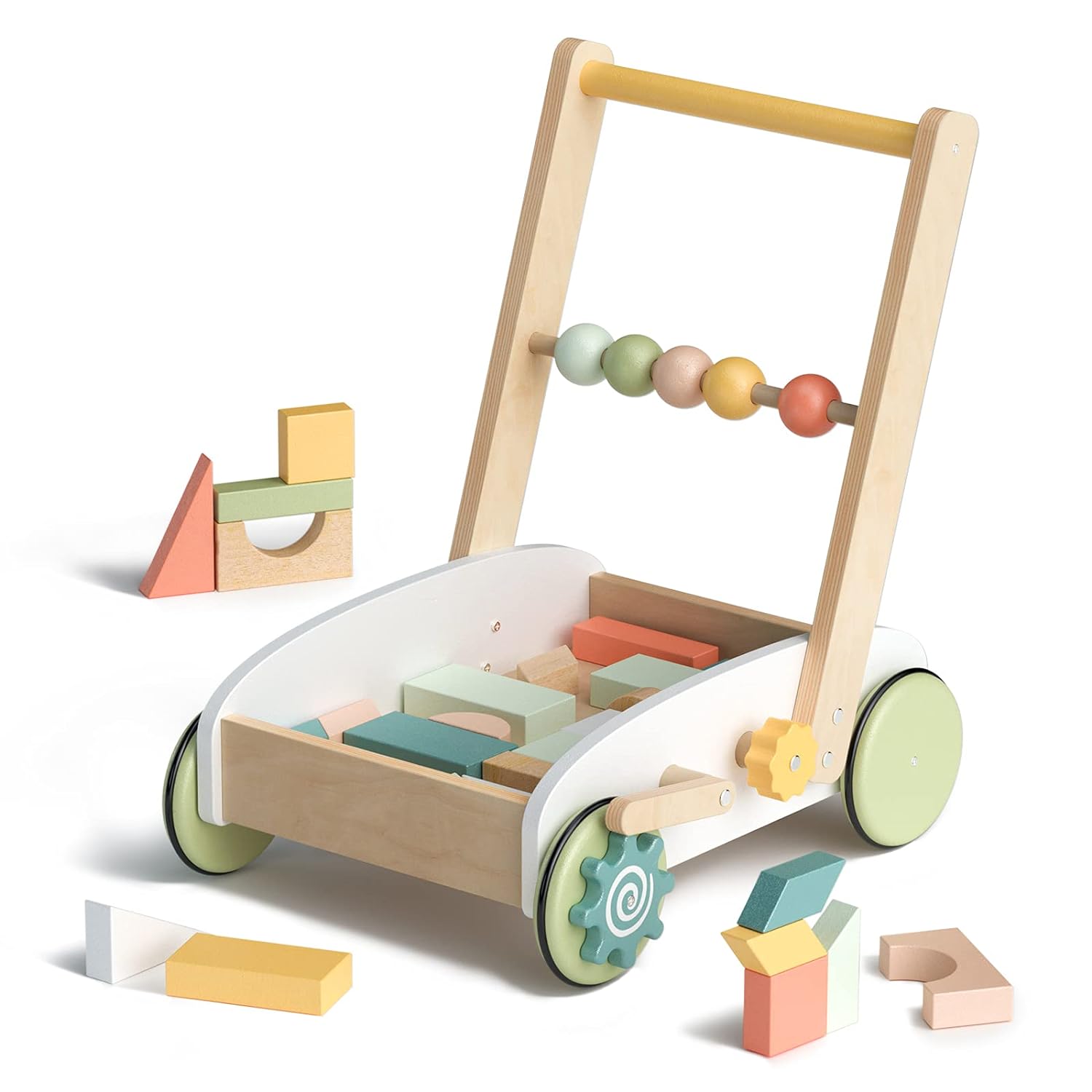 Wooden Baby Walkers Building Blocks Toddler Toys Baby Learning Walker Educational Toys for 10 24