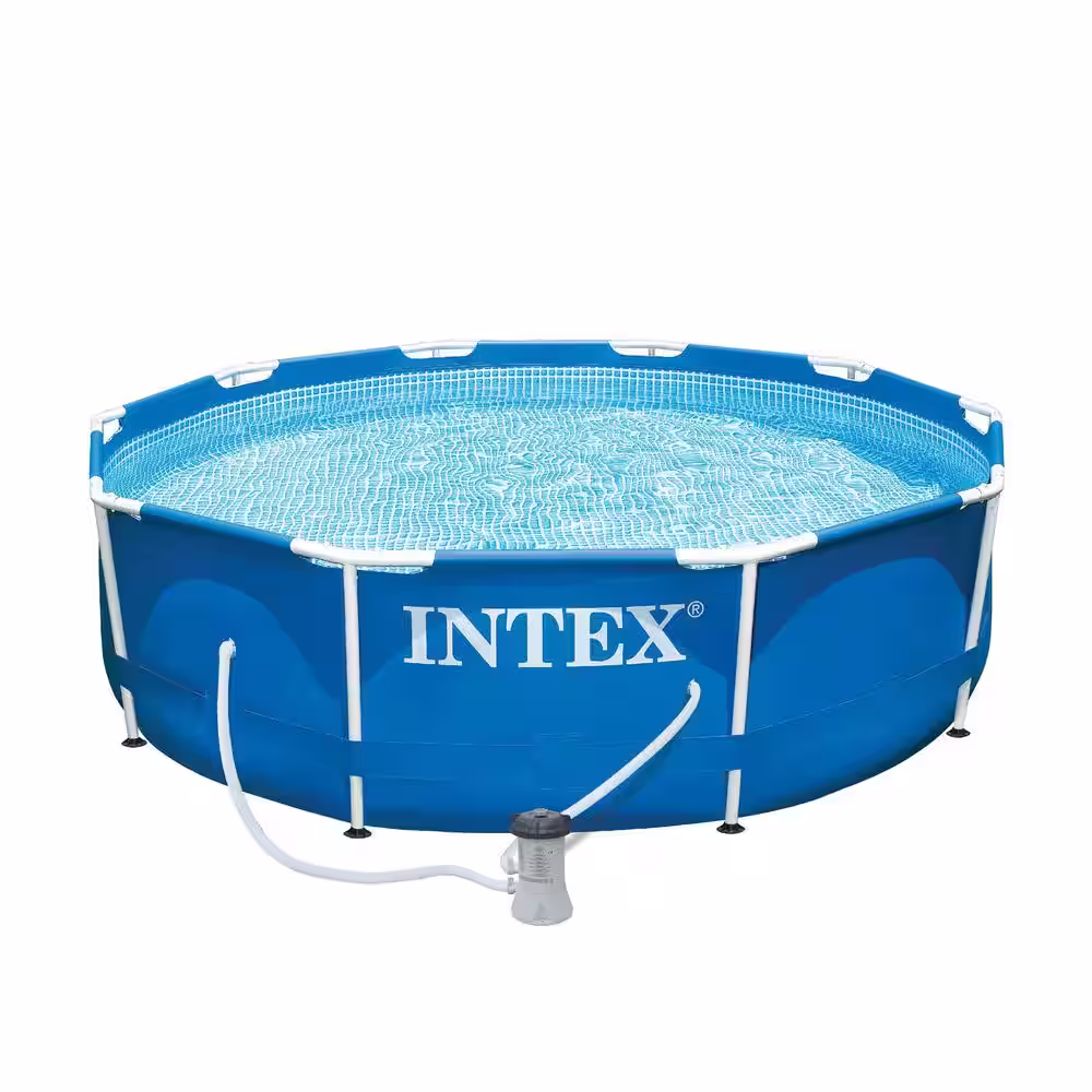 10 ft. Round x 30 in. Deep Metal Frame Soft Sided Above Ground Pool with 330 GPH Filter