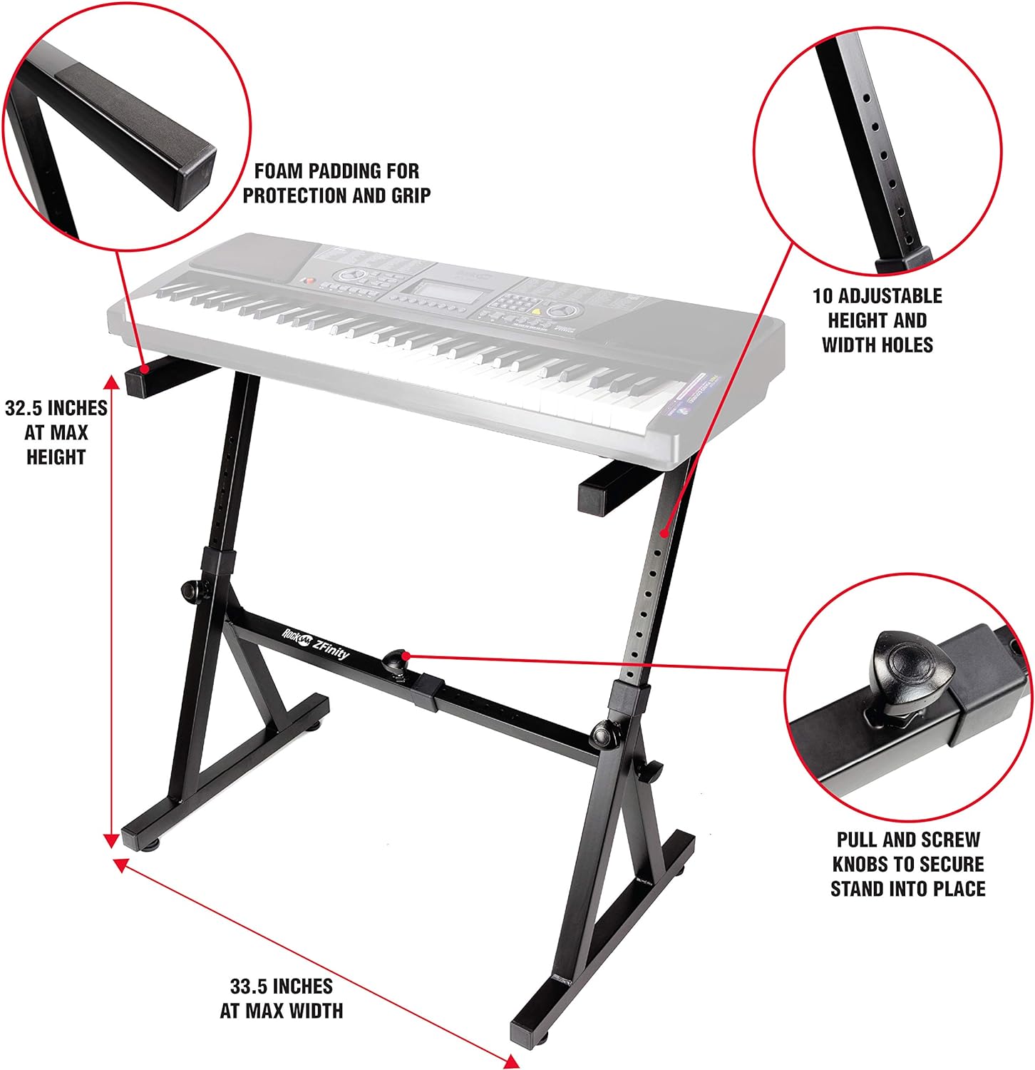 Z Style Adjustable and Portable Heavy Duty Music (Fits 54 88 Key Electric Pianos) Electronic Keyboard Stand