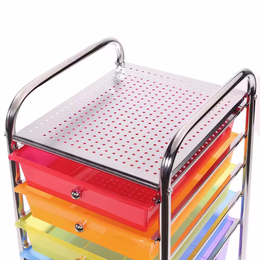 15.5 in. W x 32 in. H Organizer Cart Color 6 Drawer Rolling Utility Mobile Trolley Chrome