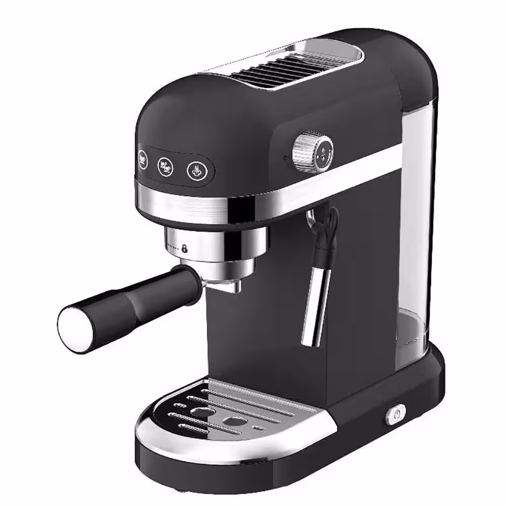 2 Cup Black Espresso Machine 20 Bar Compact Coffee Maker with Milk Frother Steam Wand and 1.4 l Water