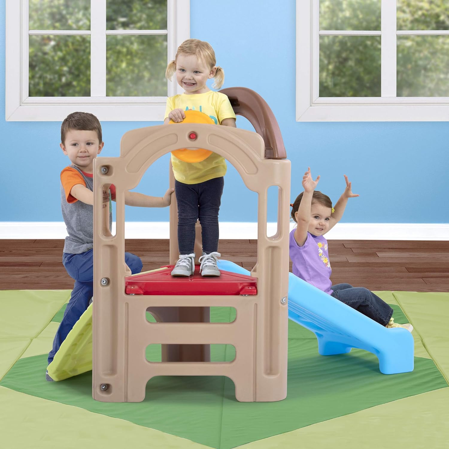 Young Explorers Indoor/Outdoor Activity Climber with Extra Wide Slide for Multiple Kids Ages 18 Months to 6 Years