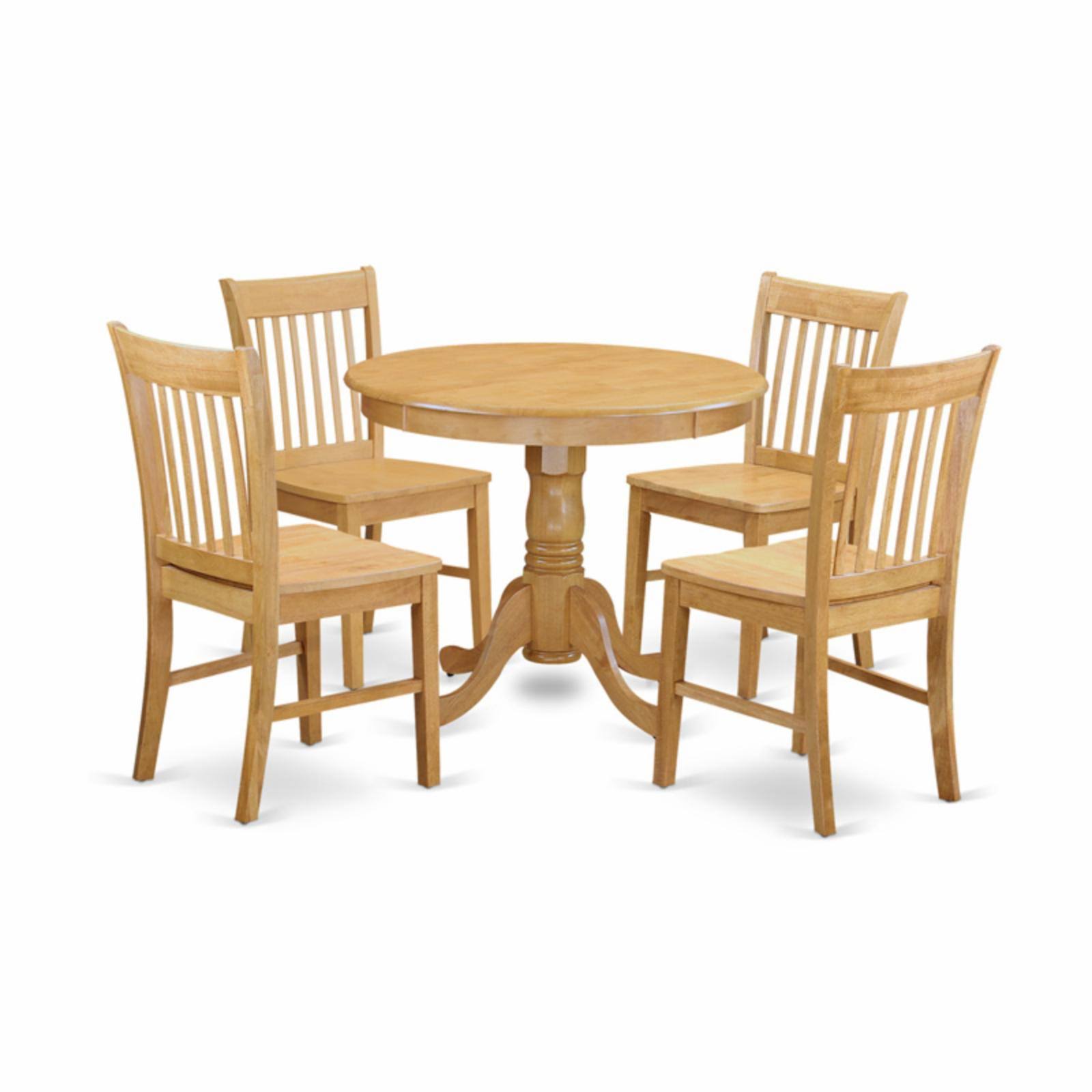 West Furniture ANNO5 OAK W 5 Piece Dining Table for Small Spaces and 4 Chair