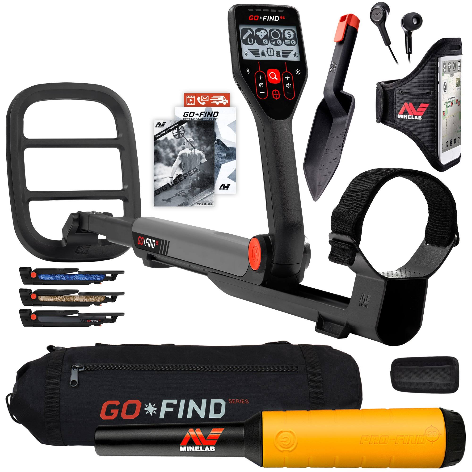GO FIND 66 Metal Detector with Pro Find 20 Pinpointer u0026 Black Carry