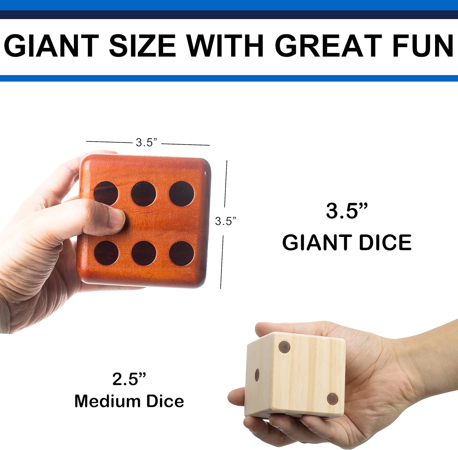 Wooden Yard Dice Set of 6 Yardzee and Yardkle Outdoor Games for Adults and Family Includes Bucket and