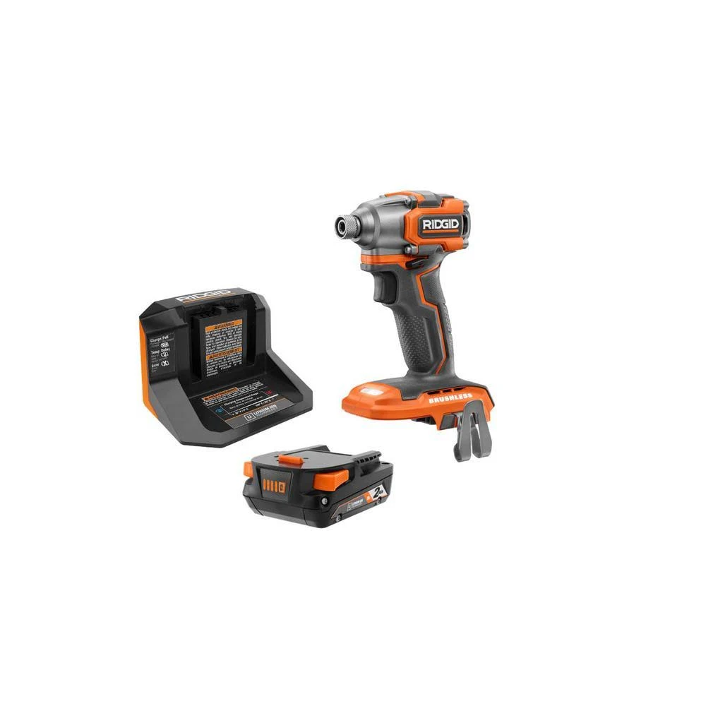 18 Volt Lithium Ion Brushless Cordless Subcompact Impact Driver Kit with (1) 2.0 Ah battery Charger and
