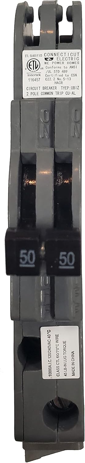 Zinsco RC3850 Replacement. Two Pole 50 Amp Thin Series Manufactured by Connecticut Electric.