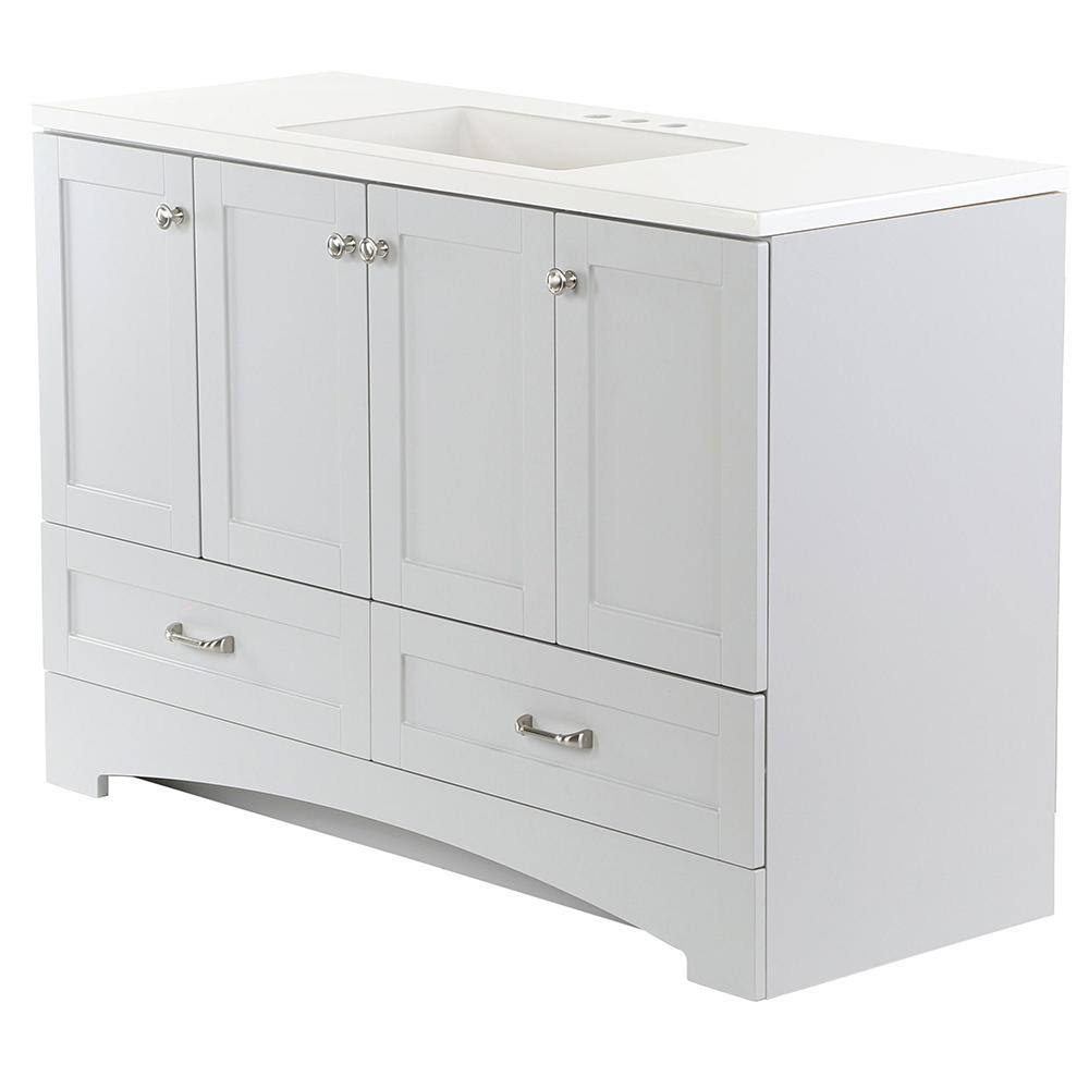 Bay Lancaster 49 in. W x 19 in. D Bath Vanity in Pearl Gray with Cultured Marble Vanity Top in White with White