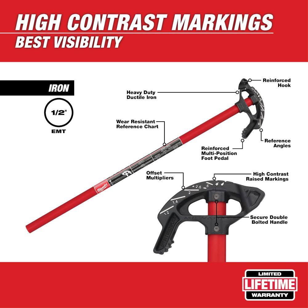 1/2 in. EMT Iron Conduit Bender Head with Handle and 100 ft. Polyester Fish Tape with Non Conductive