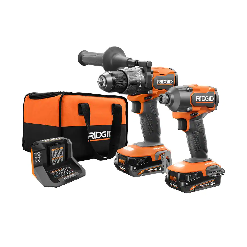 18V Brushless Cordless 2 Tool Combo Kit with Drill/Driver Impact Driver (2) Batteries 18V Charger and Tool