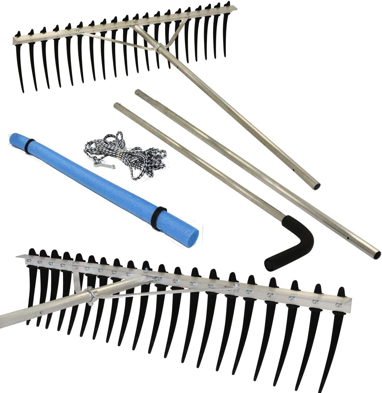 Zilla Extra Large Heavy Duty Aquatic Weed Rake with Long Tines For Lakes