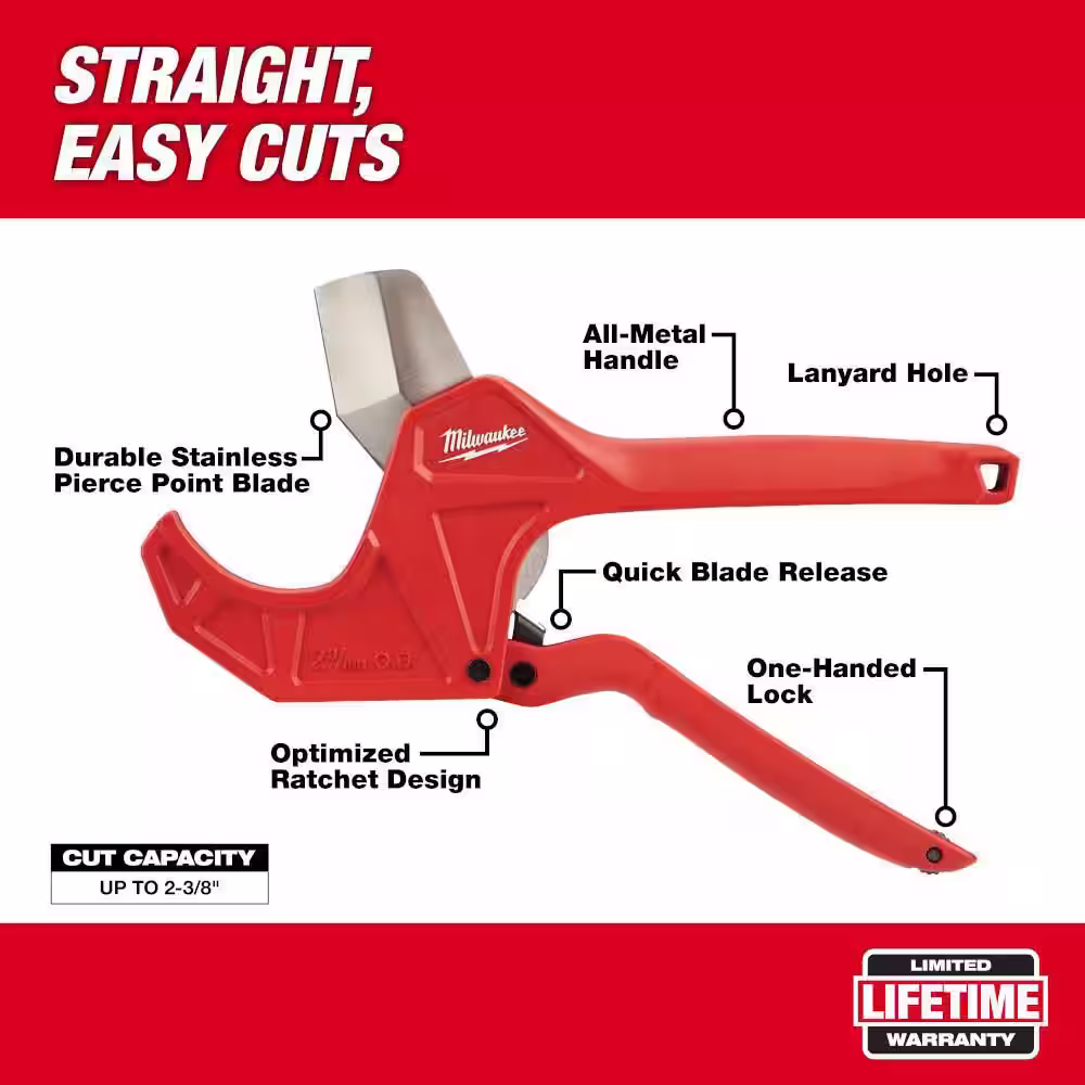 2 3/8 in. Ratcheting PVC Pipe Cutter with 10 in. Aluminum Pipe Wrench with POWERLENGTH Handle