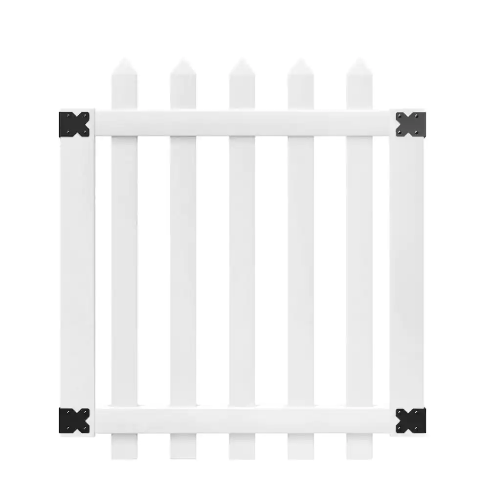 Glendale 3.5 ft. W x 4 ft. H White Vinyl Spaced Picket Fence Gate with 3 in. Pointed