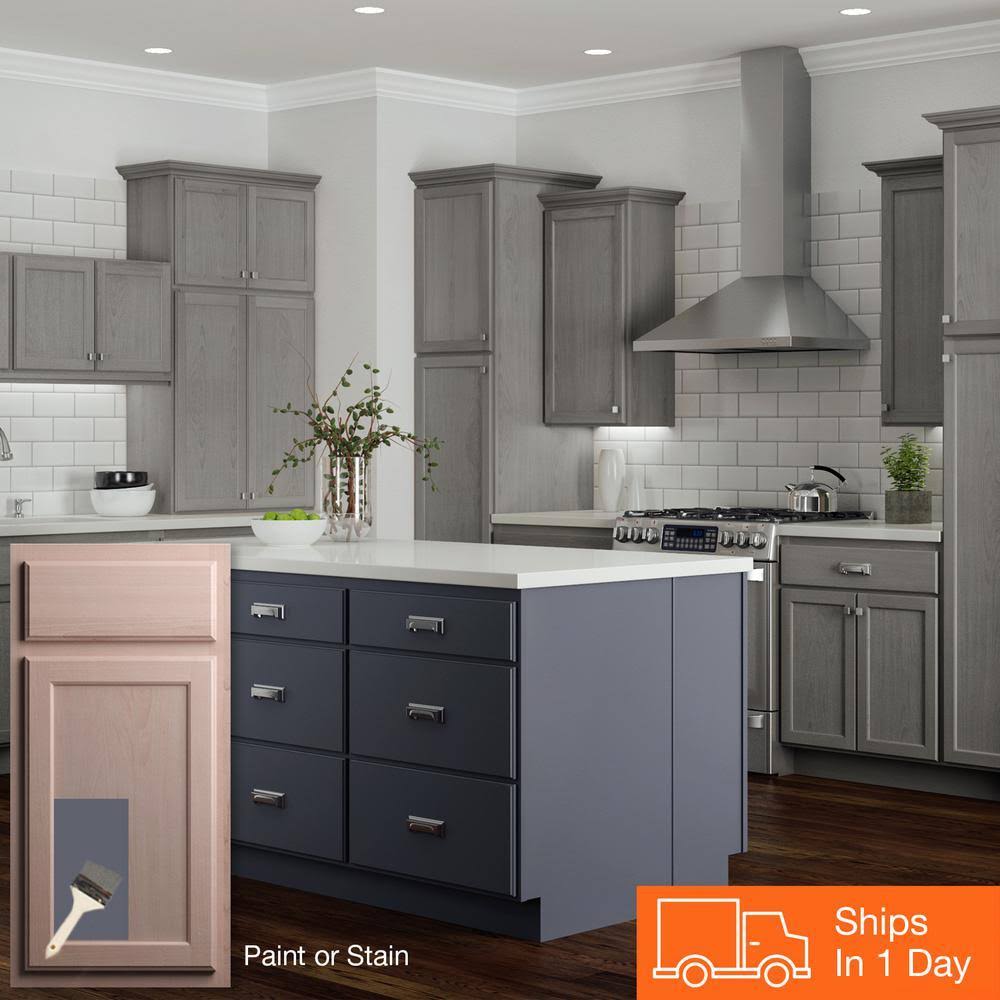 Bay Hampton Assembled 18x34.5x24 in. Base Kitchen Cabinet with 3 Drawers in Unfinished