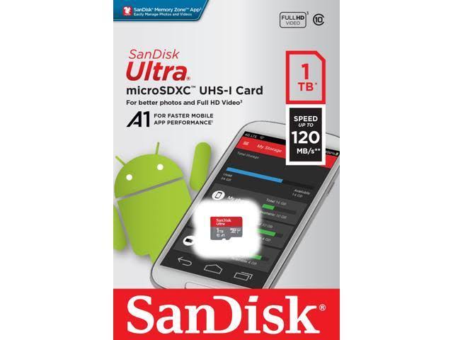 1TB Ultra microSDXC A1 UHS I/U1 Class 10 Memory Card Without Adapter Speed Up to 120MB/s