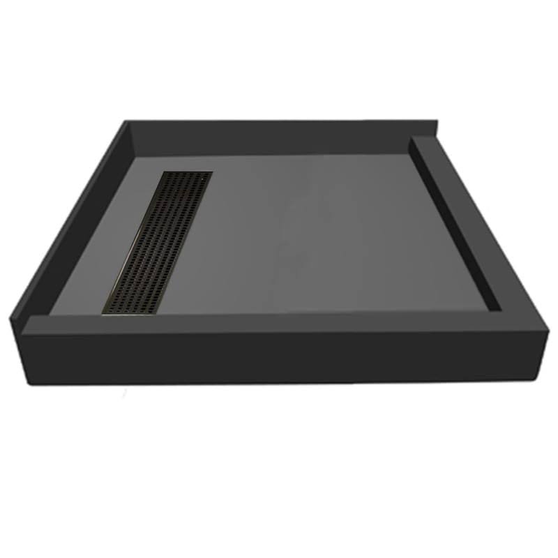 x 42x22 Double Threshold Shower Base with Designer Grate Tile Redi Drain Location: