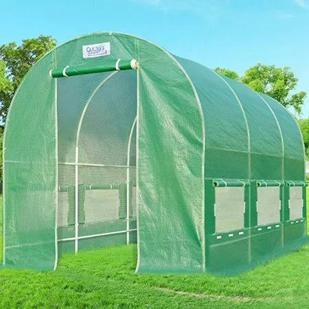 12 x 7 x 7 Portable Greenhouse Large Walk In 2 Doors Green Garden Hot House 8 Bases 16