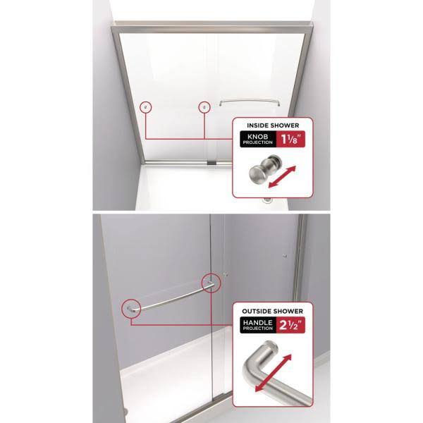 Simplicity 60 x 71 in. Frameless Contemporary Sliding Shower Door in Nickel with Clear Glass