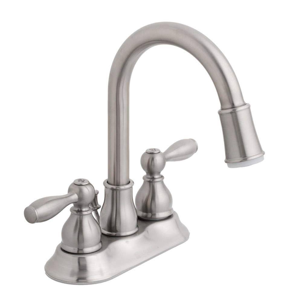 Bay Mandouri 4 in. Centerset 2 Handle LED High Arc Bathroom Faucet in Brushed Nickel