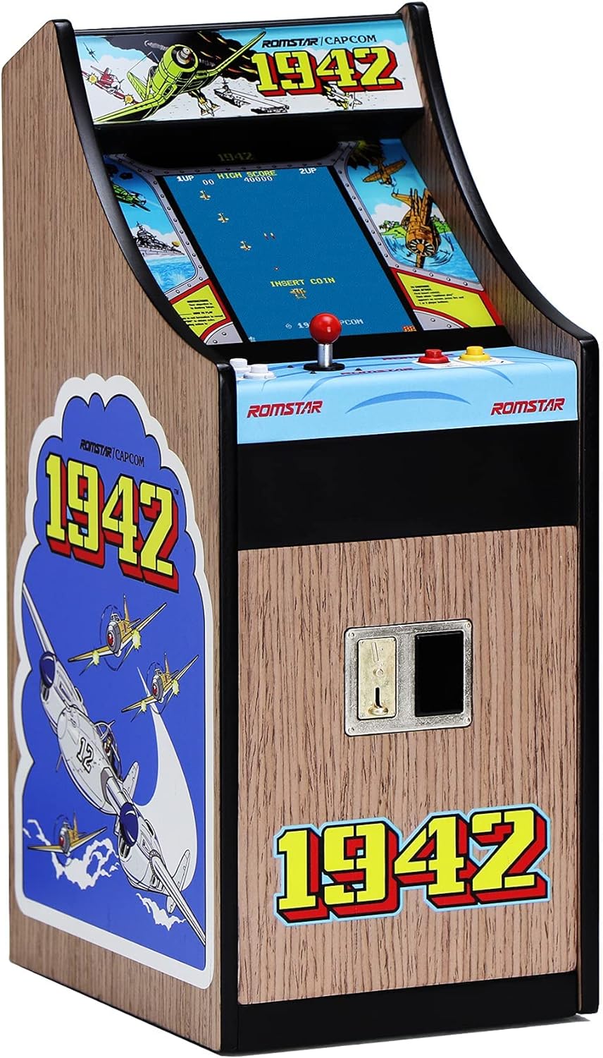Wave Toys 1942 x RepliCade Playable Video Game Arcade 10.4 Inch Lowboy Cabinet with Bonus 1943 Mini Arcade
