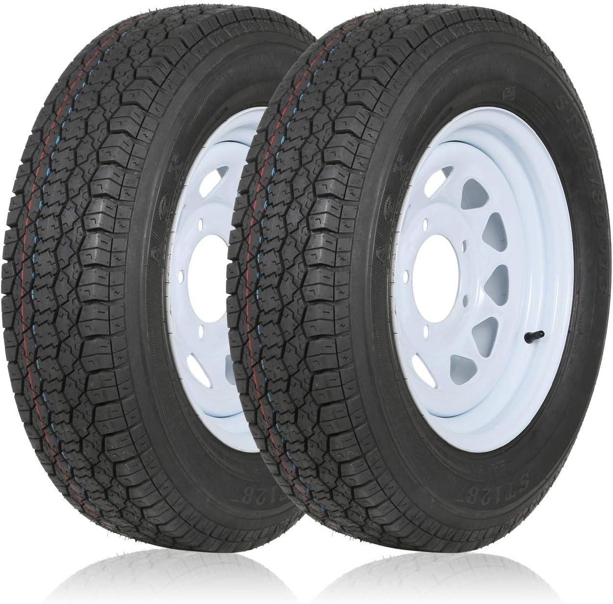 Wheel Assemblies ST175/80D13 175 80D13 Trailer Tires With 13 White Wheel 5 on 4 1/2 Load Range C 6PLY Set of