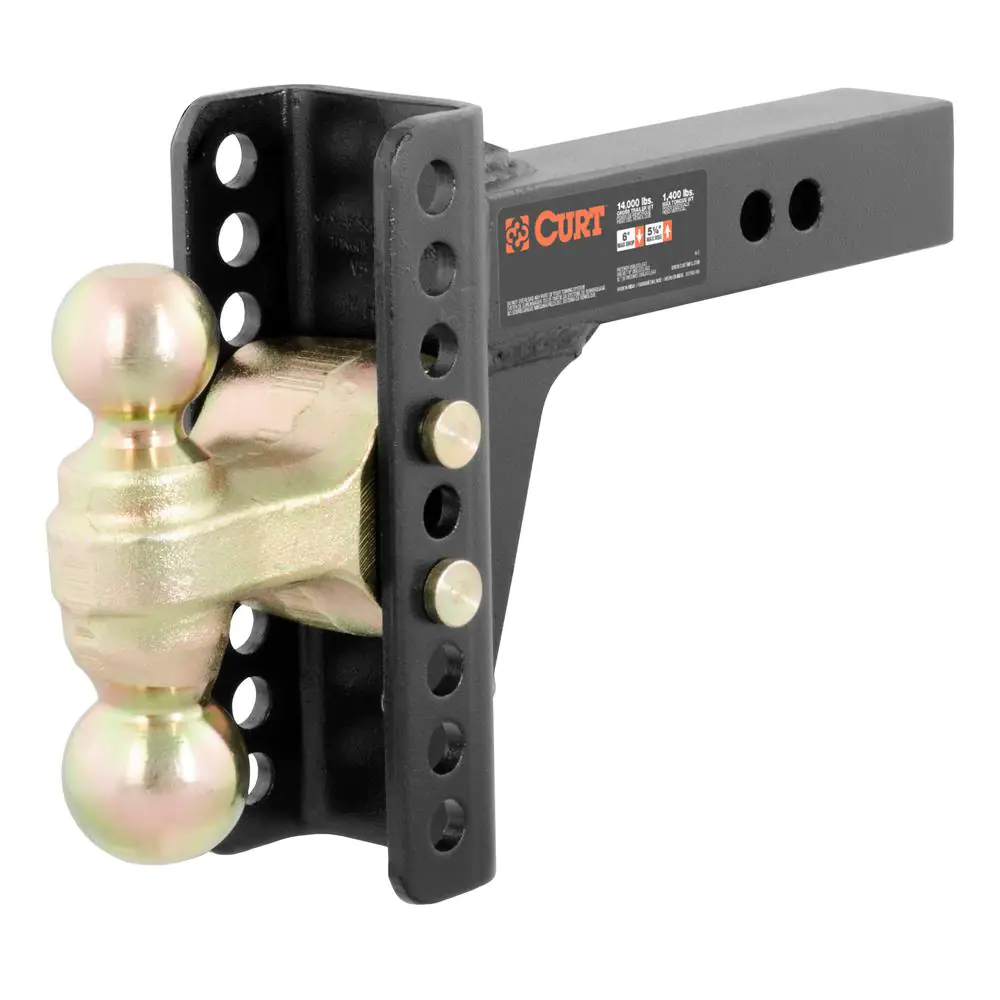14 000 lbs. 6 in. Drop Adjustable Trailer Hitch Channel Mount with Dual Ball (2 in.