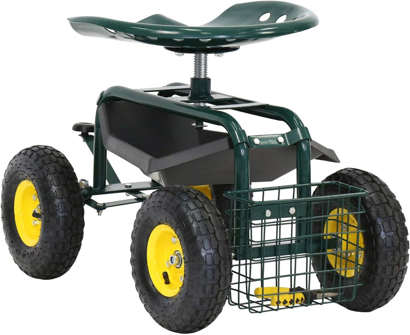 Garden Cart Rolling Wagon Scooter for Planting Swivel Work Seat with Tool Storage Utility
