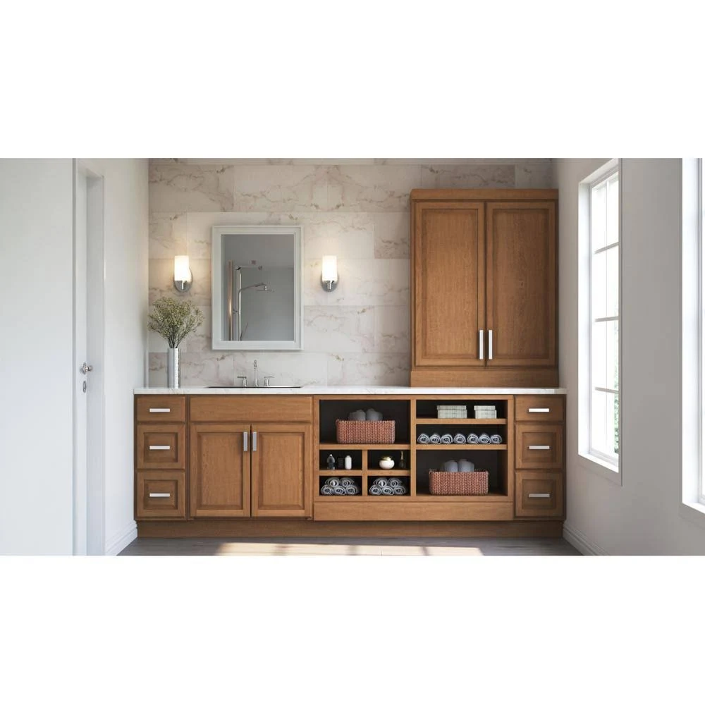 Bay Hampton Assembled 30x12x12 in. Wall Bridge Kitchen Cabinet in Medium