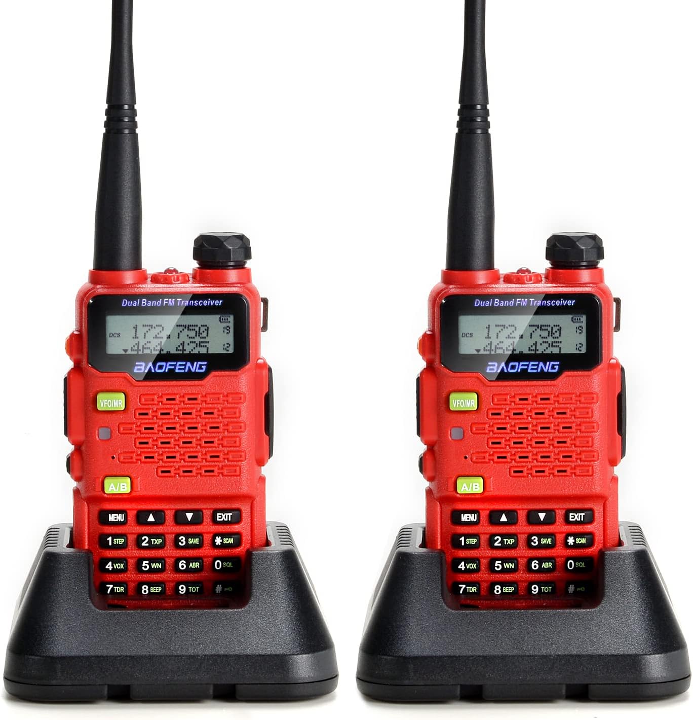 2 Pack UV 5R5 5 Watt Dual Band Two Way Radio (144 148MHz VHF 420 450MHz UHF) Includes Full Kit with Large