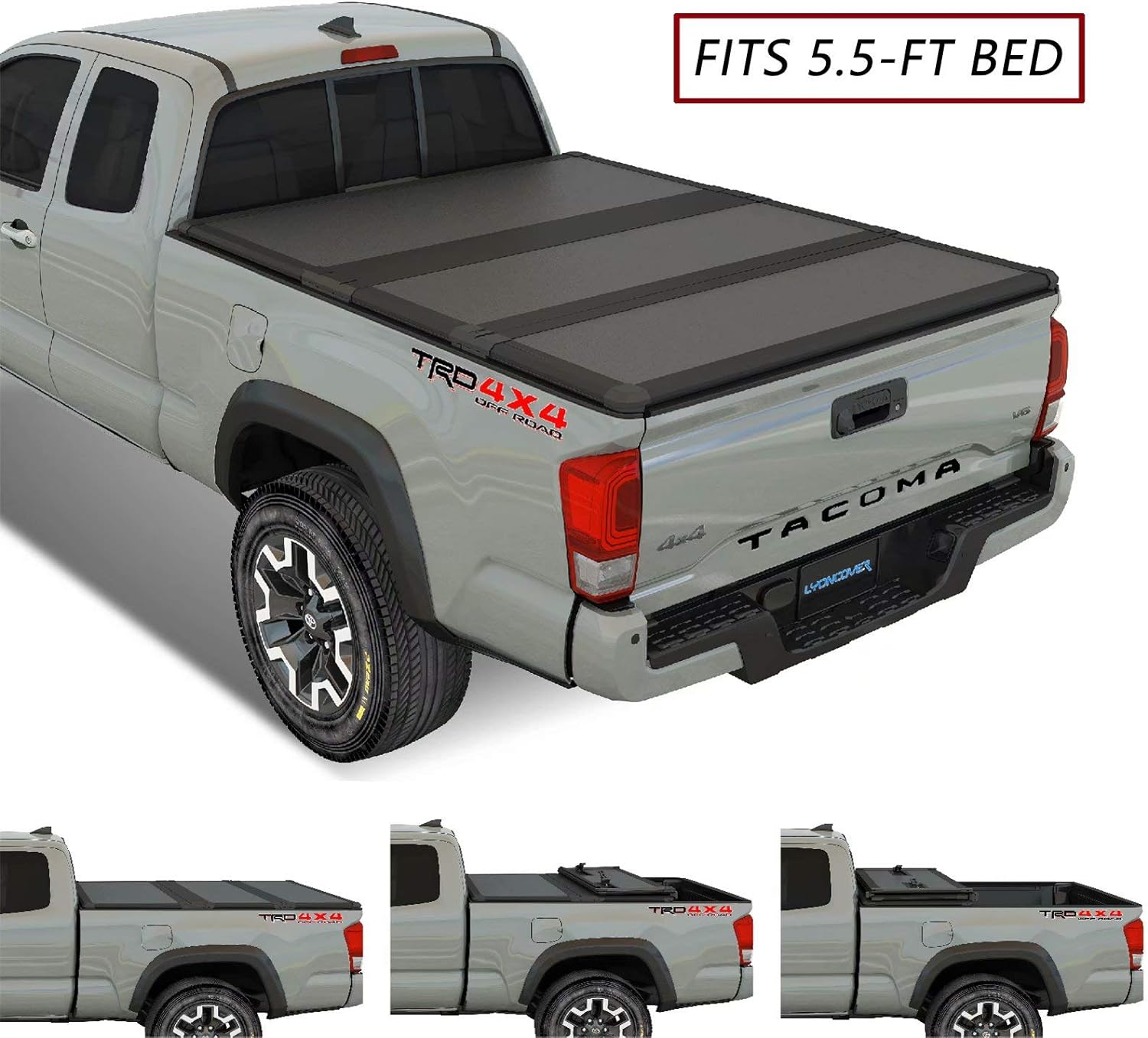 Bed Tailgate Accessories Professional FRP Hard Tri Fold Truck Bed Tonneau Cover for 2007 2021 Tundra 5.5ft (66.7in)