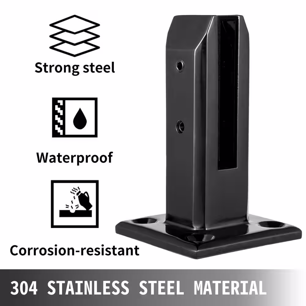 Glass Railing Clamp 10 PCS Glass Railing 3.8 x 3.8 x 6.3 in. Glass Clamp for Glass Thickness 3/10 in. to 1/2 in.