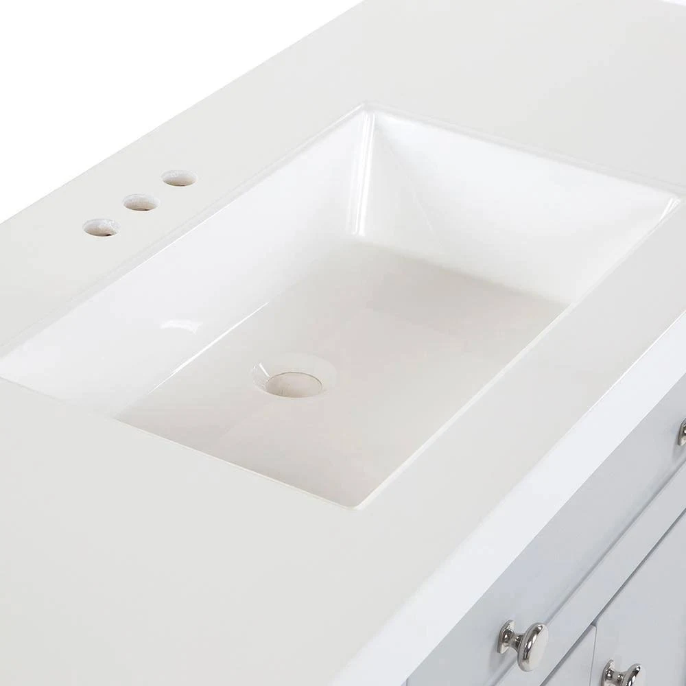 Bay Everdean 48.5 in. W x 18.75 in. D Vanity in Pearl Gray with Cultured Marble Vanity Top in White with White